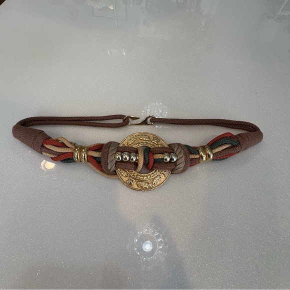 Vintage 70’s 80’s Belt Braided Multicolor Gold Accents Eccentric Grandma Chic